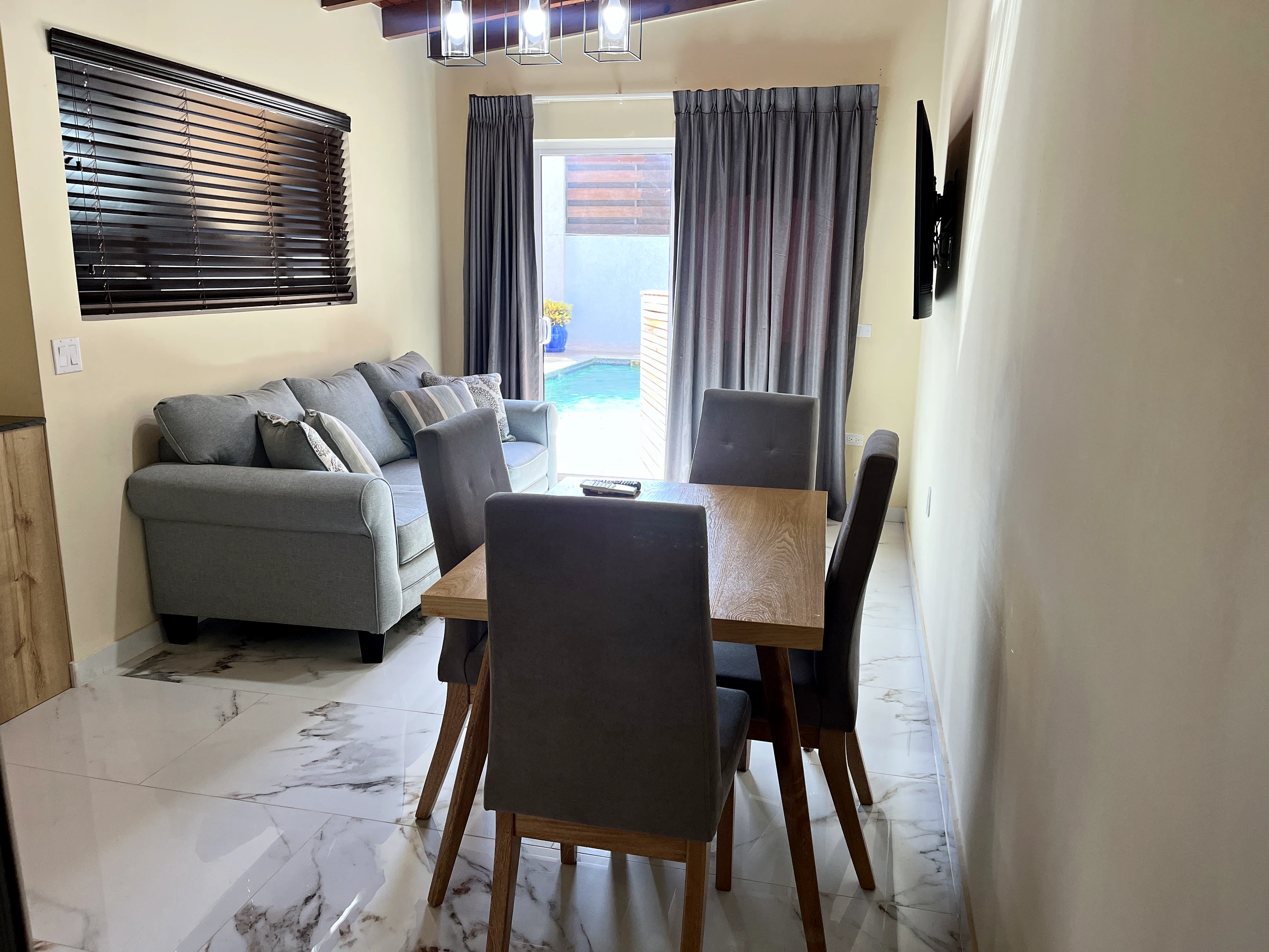 The living and dining room